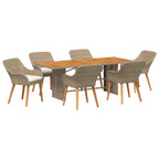 Garten Essgruppe mit Kissen 7 pcs Beige Poly-Rattan