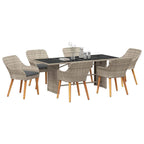 Garten Essgruppe 7 pcs Hellgrau Poly-Rattan