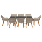 Garten Essgruppe 9 pcs Hellgrau Poly-Rattan