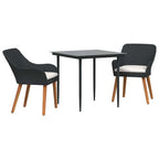 Garten Essgruppe mit Kissen 3 pcs Schwarz Poly-Rattan
