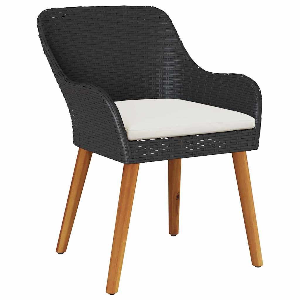 Garten Essgruppe mit Kissen 3 pcs Schwarz Poly-Rattan