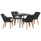 Garten Essgruppe mit Kissen 5 pcs Schwarz Poly-Rattan