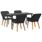 Garten Essgruppe mit Kissen 5 pcs Schwarz Poly-Rattan