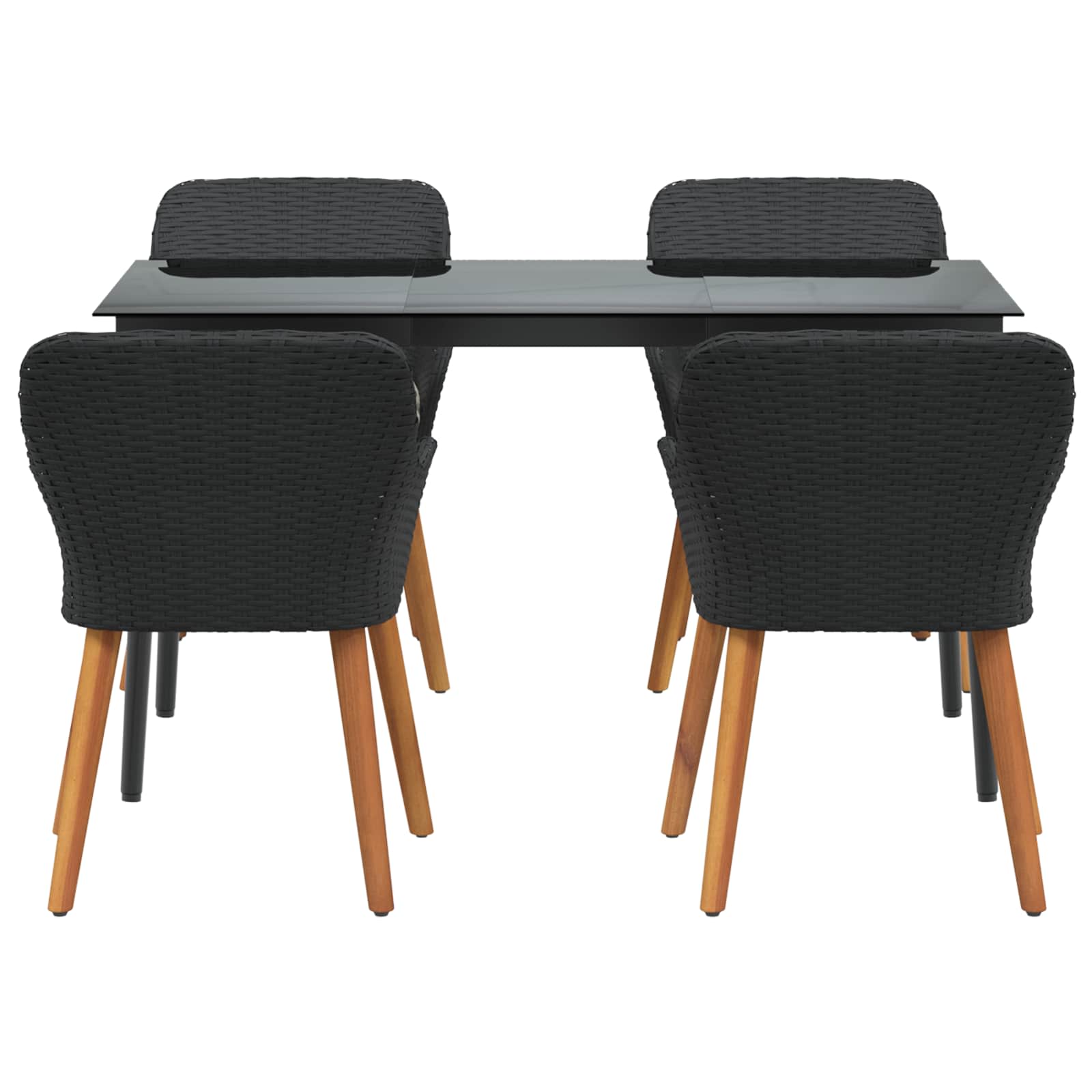 Garten Essgruppe mit Kissen 5 pcs Schwarz Poly-Rattan