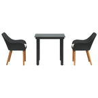 Garten Essgruppe mit Kissen 3 pcs Schwarz Poly-Rattan