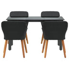 Garten Essgruppe mit Kissen 5 pcs Schwarz Poly-Rattan