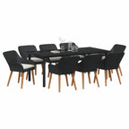 Garten Essgruppe mit Kissen 9 pcs Schwarz Poly-Rattan