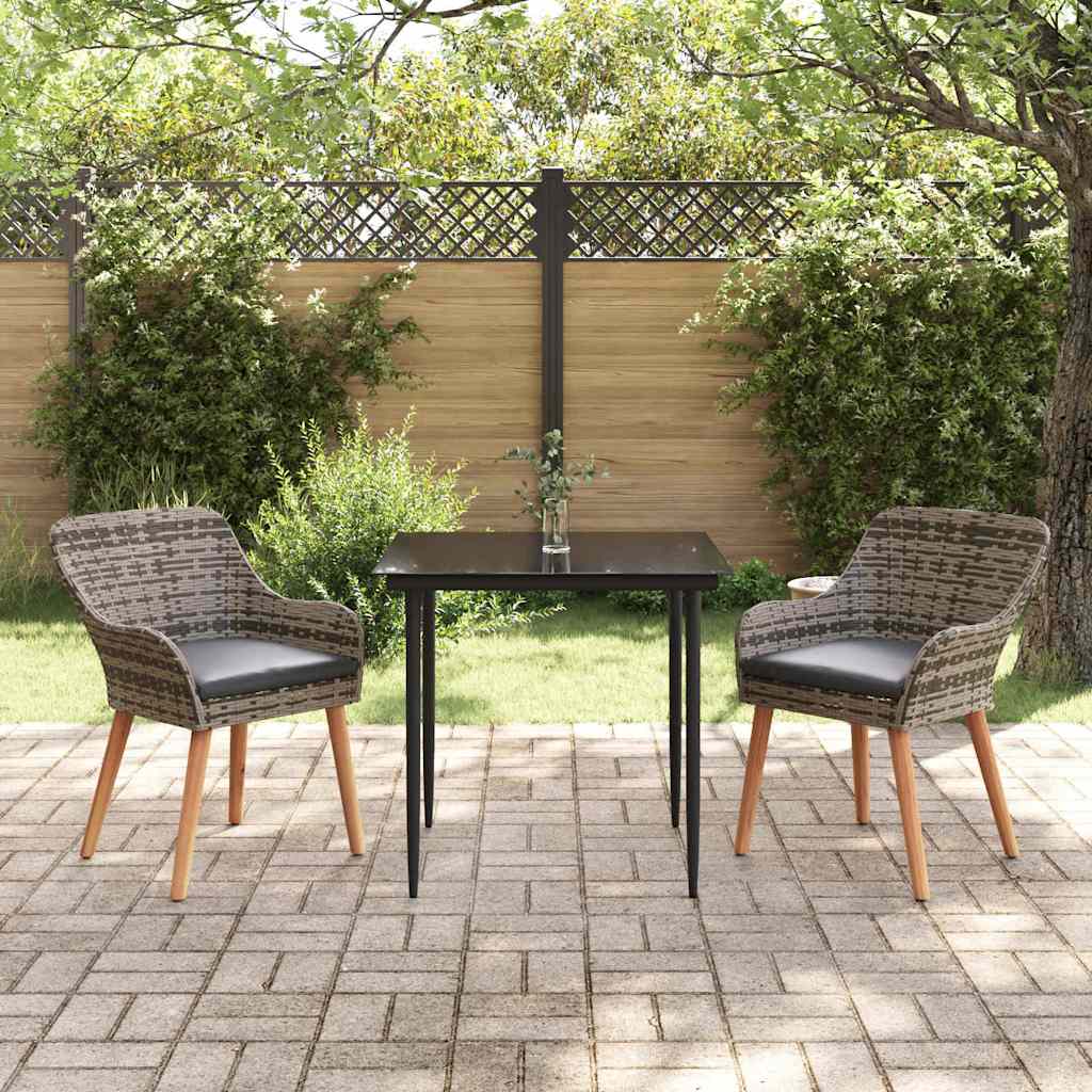 Garten Essgruppe mit Kissen 3 pcs Grau Poly-Rattan