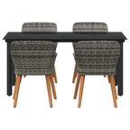 Garten Essgruppe mit Kissen 5 pcs Grau Poly-Rattan