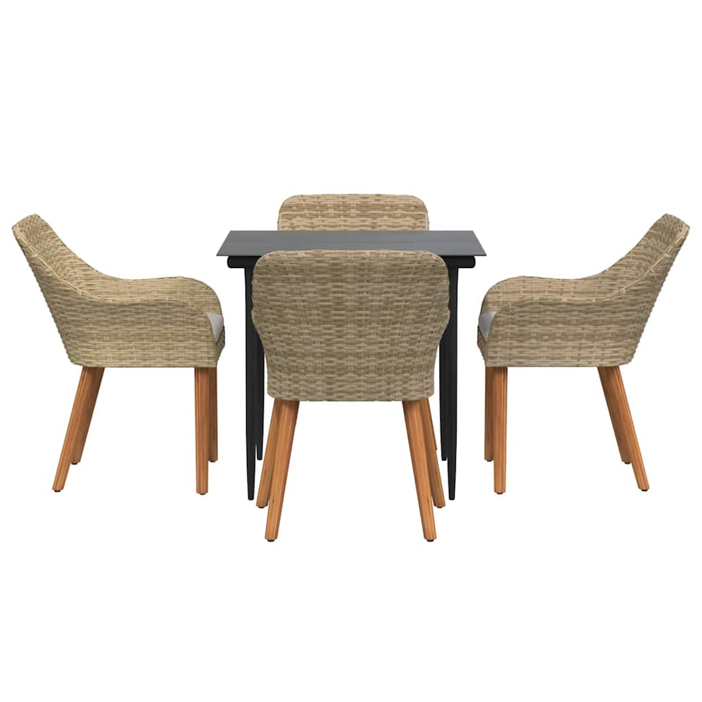Garten Essgruppe mit Kissen 5 pcs Beige Poly-Rattan