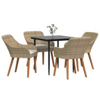 Garten Essgruppe mit Kissen 5 pcs Beige Poly-Rattan