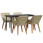 Garten Essgruppe mit Kissen 5 pcs Beige Poly-Rattan
