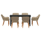 Garten Essgruppe mit Kissen 7 pcs Beige Poly-Rattan