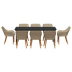 Garten Essgruppe mit Kissen 9 pcs Beige Poly-Rattan