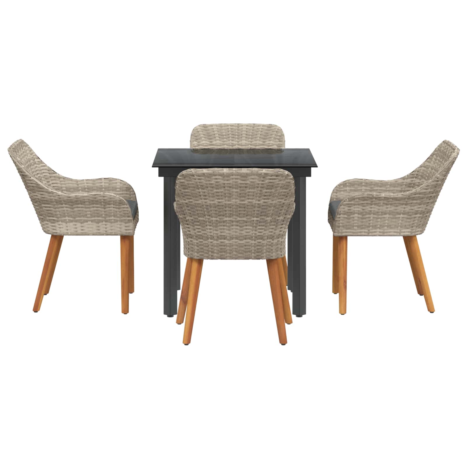 Garten Essgruppe mit Kissen 5 pcs Hellgrau Poly-Rattan