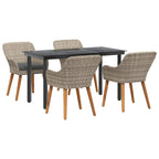 Garten Essgruppe mit Kissen 5 pcs Hellgrau Poly-Rattan