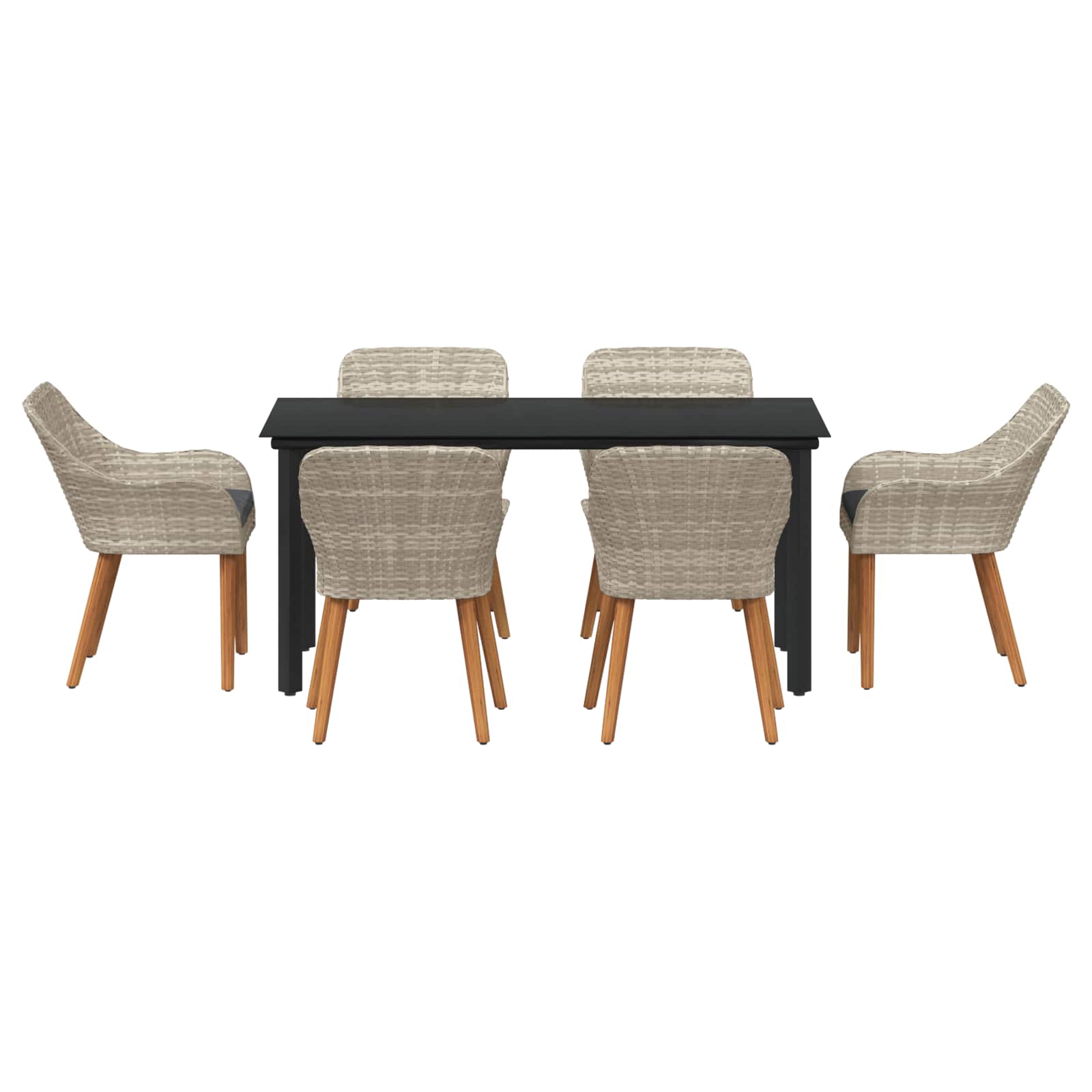 Garten Essgruppe mit Kissen 7 pcs Hellgrau Poly-Rattan