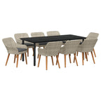 Garten Essgruppe mit Kissen 9 pcs Hellgrau Poly-Rattan
