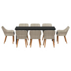 Garten Essgruppe mit Kissen 9 pcs Hellgrau Poly-Rattan