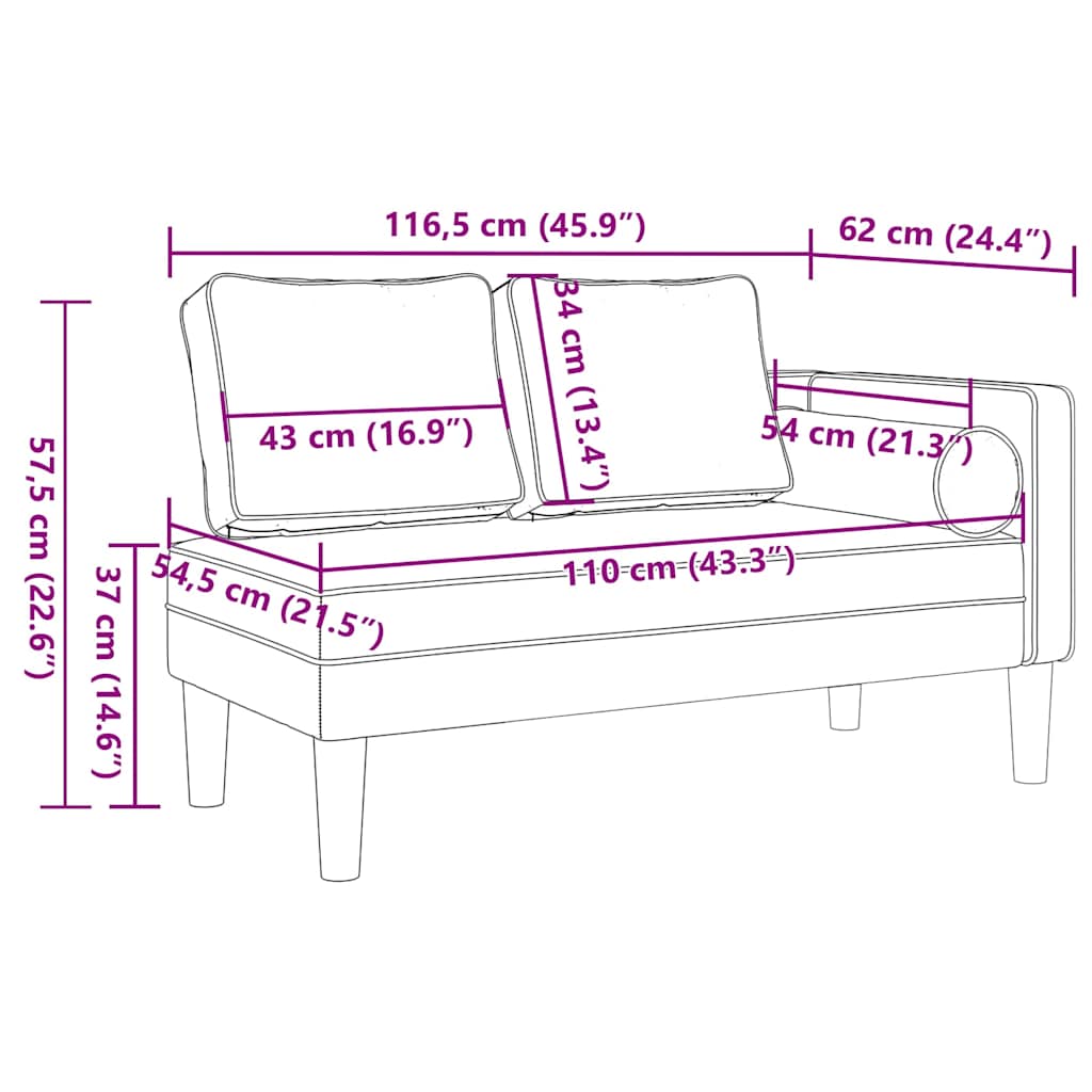 Chaiselongue mit Kissen Weiß Kunstleder
