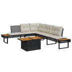 2-tlg. Garten-Sofagarnitur mit Kissen Schwarz Poly Rattan