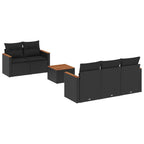 6-tlg. Garten-Sofagarnitur mit Kissen Schwarz Poly Rattan