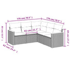 5-tlg. Garten-Sofagarnitur mit Kissen Grau Poly Rattan