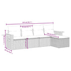 5-tlg. Garten-Sofagarnitur mit Kissen Grau Poly Rattan