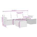 6-tlg. Garten-Sofagarnitur mit Kissen Grau Poly Rattan