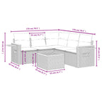 6-tlg. Garten-Sofagarnitur mit Kissen Beige Poly Rattan