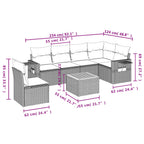 7-tlg. Garten-Sofagarnitur mit Kissen Schwarz Poly Rattan