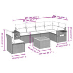 7-tlg. Garten-Sofagarnitur mit Kissen Grau Poly Rattan