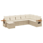 8-tlg. Garten-Sofagarnitur mit Kissen Beige Poly Rattan