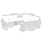 11-tlg. Garten-Sofagarnitur mit Kissen Schwarz Poly Rattan