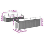 9-tlg. Garten-Sofagarnitur mit Kissen Schwarz Poly Rattan