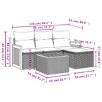 5-tlg. Garten-Sofagarnitur mit Kissen Beige Poly Rattan