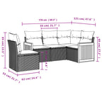 5-tlg. Garten-Sofagarnitur mit Kissen Beige Poly Rattan