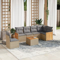 7-tlg. Garten-Sofagarnitur mit Kissen Beige Poly Rattan