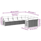 9-tlg. Garten-Sofagarnitur mit Kissen Schwarz Poly Rattan