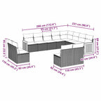 12-tlg. Garten-Sofagarnitur mit Kissen Schwarz Poly Rattan