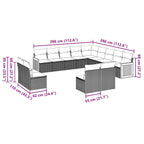 13-tlg. Garten-Sofagarnitur mit Kissen Schwarz Poly Rattan