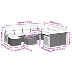 11-tlg. Garten-Sofagarnitur mit Kissen Schwarz Poly Rattan
