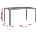 5-tlg. Garten-Essgruppe mit Kissen Schwarz Poly Rattan
