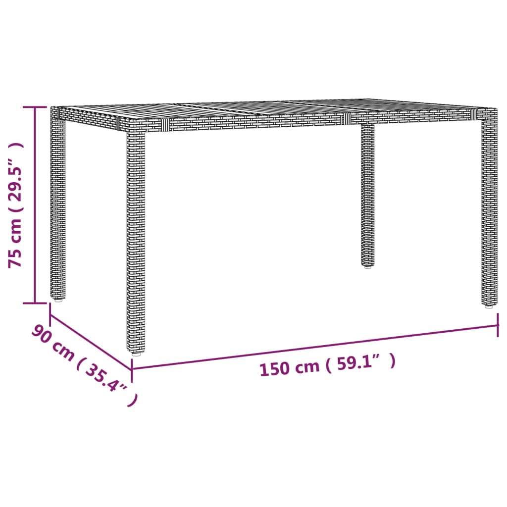 5-tlg. Garten-Essgruppe mit Kissen Schwarz Poly Rattan