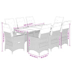 9-tlg. Garten-Essgruppe mit Kissen Grau Poly Rattan