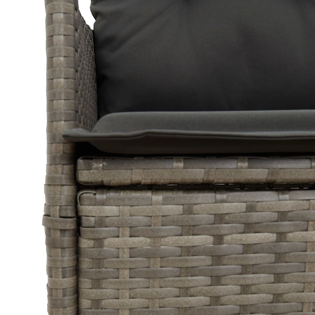 9-tlg. Garten-Essgruppe mit Kissen Grau Poly Rattan