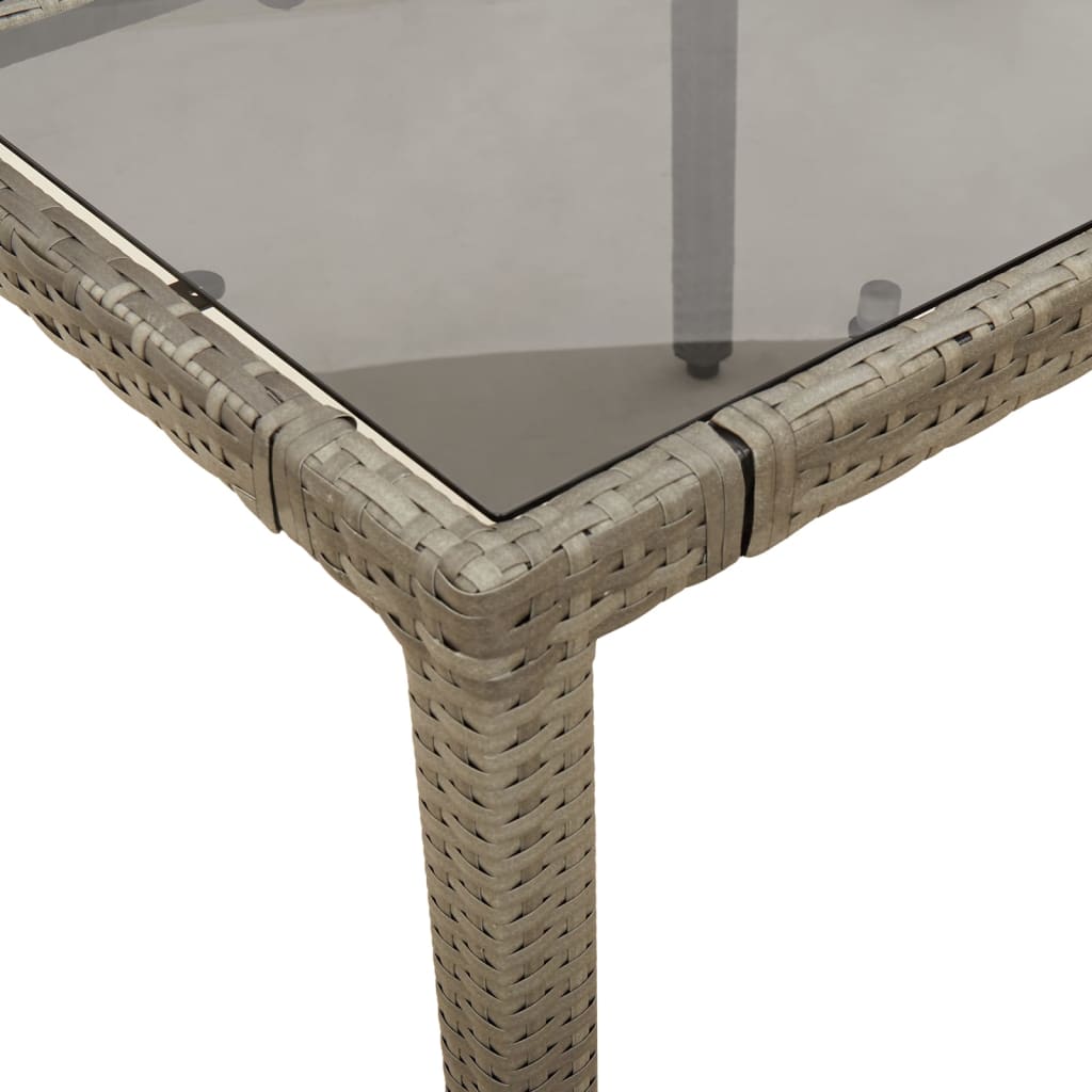 9-tlg. Garten-Essgruppe mit Kissen Grau Poly Rattan