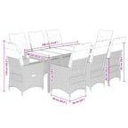 9-tlg. Garten-Essgruppe mit Kissen Grau Poly Rattan