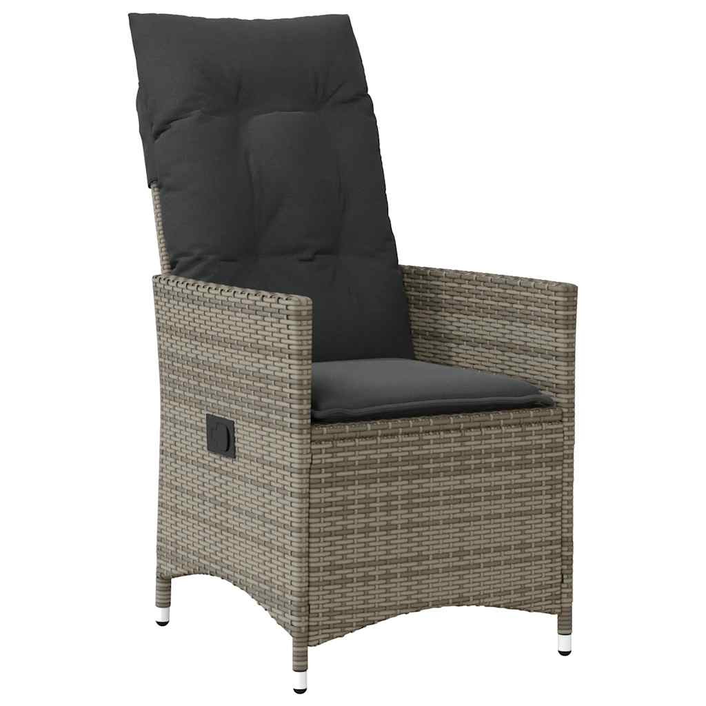 9-tlg. Garten-Essgruppe mit Kissen Grau Poly Rattan