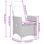 3-tlg. Bistro-Set mit Kissen Schwarz Poly Rattan